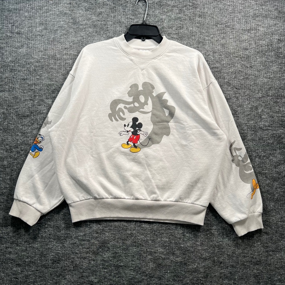 Disney Mickey and Friends Graphic Sweatshirt Cream XS Oversized